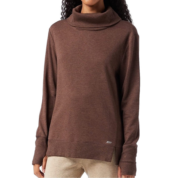 NWT Women’s Studio Terry Long Sleeve Funnel Neck Sweatshirt L Space Dye Brown - Picture 1 of 4
